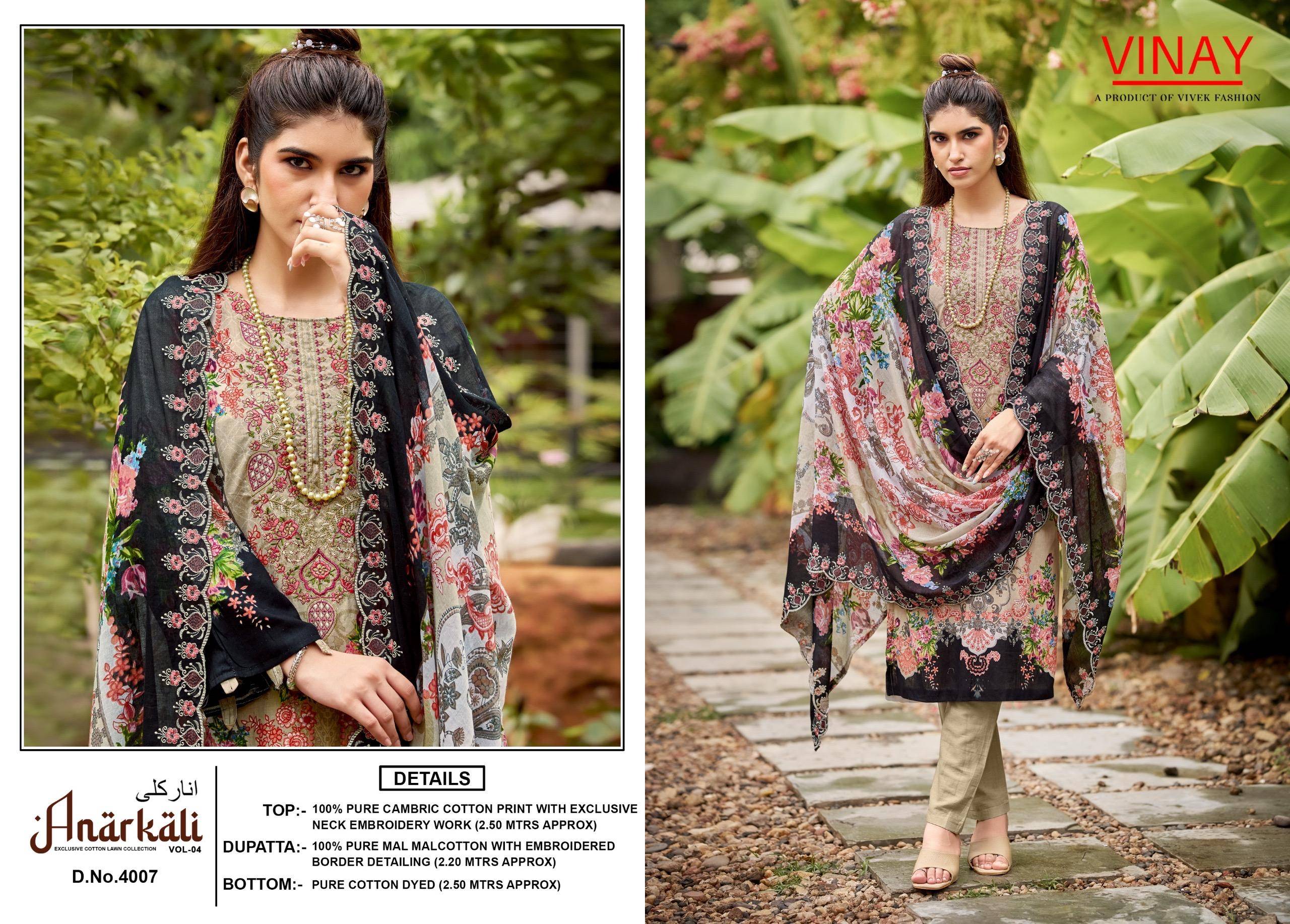 VINAY VOL 4 By Vivek Fashion 4001 To 4008 Beautiful Festive Suits Stylish Fancy Colorful Casual Wear & Ethnic Wear PURE CAMBRIC COTTON Print Dresses At Wholesale Price